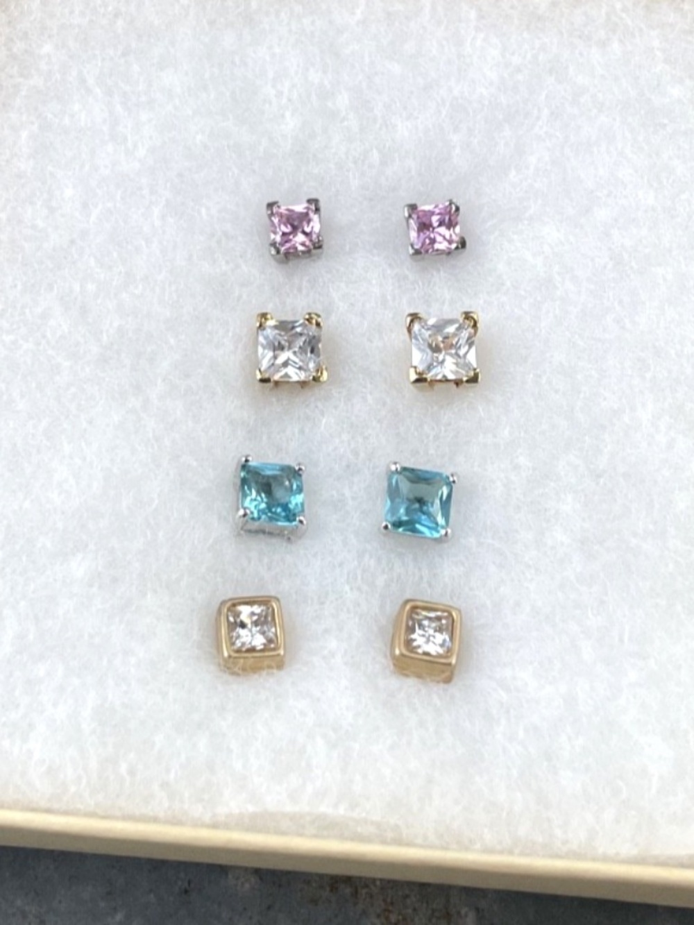 Costume multicolor "jewel" Stud Earrings Lot of 4